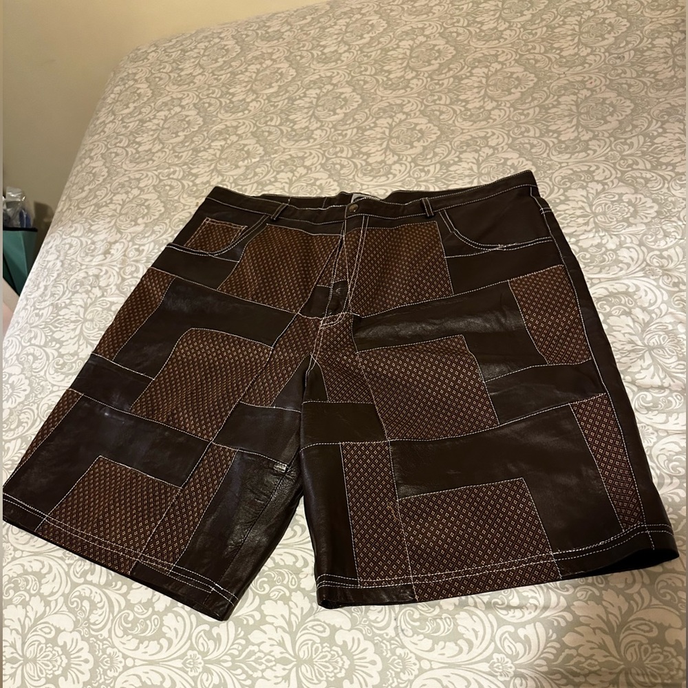 NWOT LEATHER 2000 HIRA IMPORTS INC MENS PATCHED GENUINE LEATHER AND FABR…